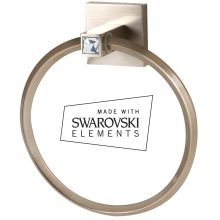Contemporary II - 6" Round Solid Brass Bathroom Kitchen Towel Ring with Swarovski Crystal Accent