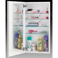 1000 Series 15" x 35" Single Door Recessed Medicine Cabinet with White Interior with Beveled Mirror