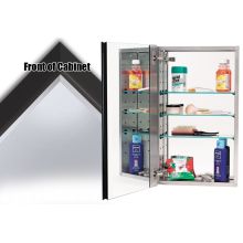 4000 Series 15" x 25" Single Door Recessed Medicine Cabinet with Stainless Steel Interior and Contemporary Framed Mirror