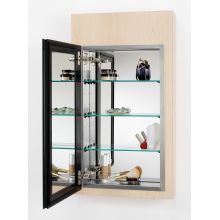Reflections 15" x 25" Single Door Recessed Medicine Cabinet with Stainless Steel Interior, Interior Framed Mirror and Exterior Beveled Mirror