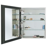 Rectangular 24" x 30" Single Door Recessed Medicine Cabinet with Stainless Steel Interior and Dual Sided Mirror Door