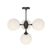 Nouveau 4 Light 26" Wide Chandelier with Opal Glass Shades