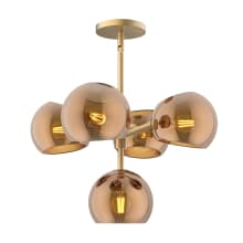 Willow 5 Light 18" Wide Chandelier with Copper Glass Shades