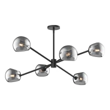 Willow 6 Light 37" Wide Chandelier with Smoked Glass Shades