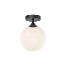 Nouveau 8" Wide Semi-Flush Globe Ceiling Fixture with Opal Glass Shade