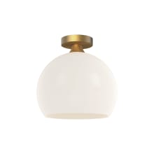 Castilla 12" Wide Semi-Flush Globe Ceiling Fixture with Opal Glass Shade