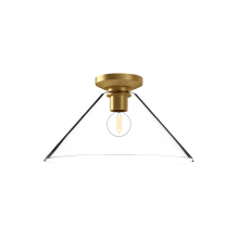 Salem 14" Wide Semi-Flush Ceiling Fixture with Clear Glass Shade