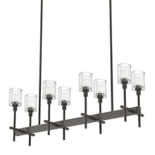 Salita 8 Light 35" Wide Crystal Linear Chandelier with Ribbed Crystal Shades