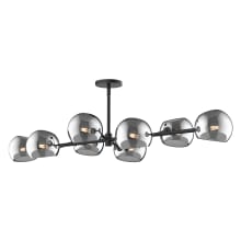 Willow 8 Light 48" Wide Linear Chandelier with Smoked Glass Shades