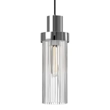 Kent 5" Wide Mini Pendant with Clear Ribbed Glass Shade