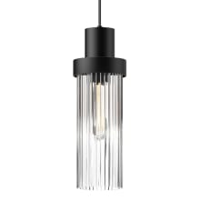 Kent 5" Wide Mini Pendant with Clear Ribbed Glass Shade