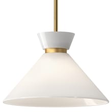 Halston 14" Wide Pendant with Glossy Opal Glass Shade