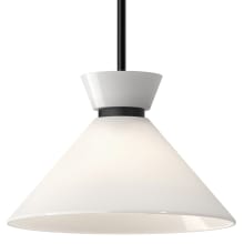 Halston 14" Wide Pendant with Glossy Opal Glass Shade