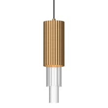 Bordeaux 4" Wide LED Mini Pendant with Clear Ribbed Glass Shade