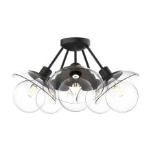 Francesca 5 Light 20" Wide Semi-Flush Ceiling Fixture with Clear Glass Shades