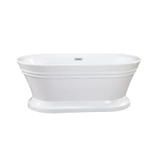 Solace 59" Free Standing Acrylic Soaking Tub with Center Drain, Drain Assembly, and Overflow