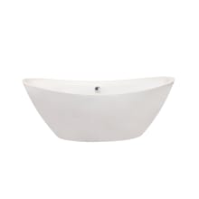 Allegra 71" Free Standing Acrylic Soaking Tub with Center Drain, Drain Assembly, and Overflow