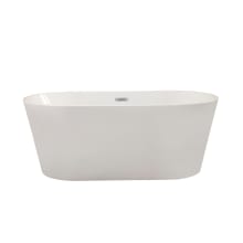 Cielo 59" Free Standing Acrylic Soaking Tub with Center Drain, Drain Assembly, and Overflow