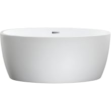 Jolie 55" Free Standing Acrylic Soaking Tub with Center Drain, Drain Assembly, and Overflow