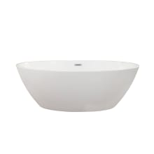 Jolie 69" Free Standing Acrylic Soaking Tub with Center Drain, Drain Assembly, and Overflow