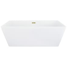 Terrak 59" Free Standing Acrylic Soaking Tub with Center Drain, Drain Assembly, and Overflow