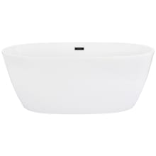 Rauris 59" Free Standing Acrylic Soaking Tub with Center Drain, Drain Assembly, and Overflow