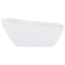 Ipure 67" Free Standing Acrylic Soaking Tub with Reversible Drain, Drain Assembly, and Overflow
