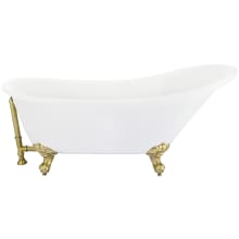 Fandi 64" Clawfoot Acrylic Soaking Tub with Reversible Drain, Drain Assembly, and Overflow