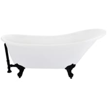 Fandi 64" Clawfoot Acrylic Soaking Tub with Reversible Drain, Drain Assembly, and Overflow