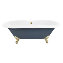Kerta 67" Clawfoot Acrylic Soaking Tub with Front Drain, Drain Assembly, and Overflow