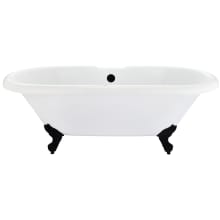 Kerta 67" Clawfoot Acrylic Soaking Tub with Front Drain, Drain Assembly, and Overflow