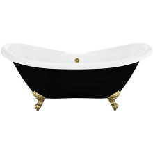Porva 69" Clawfoot Acrylic Soaking Tub with Front Drain, Drain Assembly, and Overflow