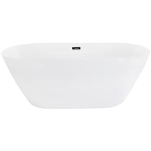 Tazlar 63" Free Standing Acrylic Soaking Tub with Front Drain, Drain Assembly, and Overflow