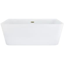 Groda 63" Free Standing Acrylic Soaking Tub with Front Drain, Drain Assembly, and Overflow