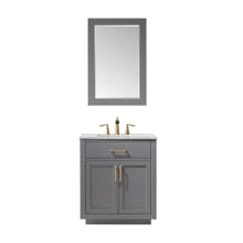 Ivy 30" Free Standing Single Basin Vanity Set with Cabinet, Marble Vanity Top, and Framed Mirror