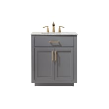 Ivy 30" Free Standing Single Basin Vanity Set with Cabinet and Marble Vanity Top