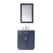 Ivy 30" Free Standing Single Basin Vanity Set with Cabinet, Marble Vanity Top, and Framed Mirror