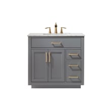 Ivy 36" Free Standing Single Basin Vanity Set with Cabinet and Marble Vanity Top