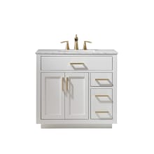 Ivy 36" Free Standing Single Basin Vanity Set with Cabinet and Marble Vanity Top