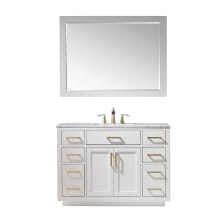 Ivy 48" Free Standing Single Basin Vanity Set with Cabinet, Marble Vanity Top, and Framed Mirror