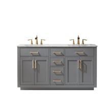 Ivy 60" Free Standing Double Basin Vanity Set with Cabinet and Marble Vanity Top