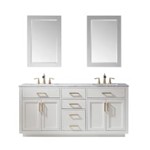 Ivy 72" Free Standing Double Basin Vanity Set with Cabinet, Marble Vanity Top, and Framed Mirrors