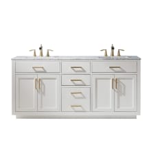 Ivy 72" Free Standing Double Basin Vanity Set with Cabinet and Marble Vanity Top