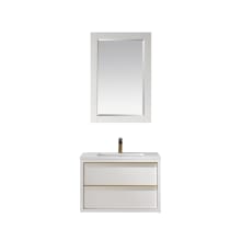 Morgan 30" Wall Mounted Single Basin Vanity Set with Cabinet, Stone Composite Vanity Top, and Framed Mirror