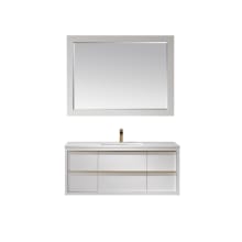 Morgan 48" Wall Mounted Single Basin Vanity Set with Cabinet, Stone Composite Vanity Top, and Framed Mirror