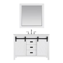 Kinsley 48" Free Standing Single Basin Vanity Set with Cabinet, Marble Vanity Top, and Framed Mirror