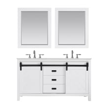 Kinsley 60" Free Standing Double Basin Vanity Set with Cabinet, Marble Vanity Top, and Framed Mirrors