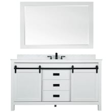 Kinsley 60" Free Standing Single Basin Vanity Set with Cabinet, Engineered Stone Vanity Top, and Framed Mirror