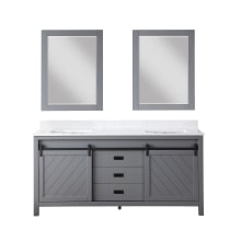 Kinsley 72" Free Standing Double Basin Vanity Set with Cabinet, Engineered Stone Vanity Top, and Framed Mirrors