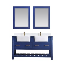 Georgia 60" Free Standing Double Basin Vanity Set with Cabinet, Stone Composite Vanity Top, and Framed Mirrors